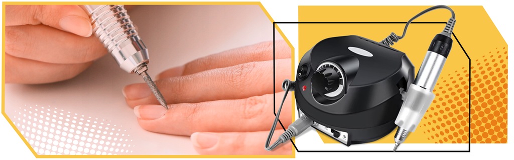PROFESJONALNA FREZARKA DO PAZNOKCI MANICURE PEDICURE 65W MOCNA + FREZY Moment obrotowy 35000 Nm